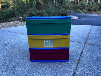 Plastic 3 drawer storage unit - primary colors