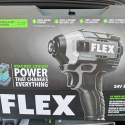 New Flex Tools 1/4 Quick Eject Impact with 6 ah Stacked Lithium Battery Kit FX1371A-1H