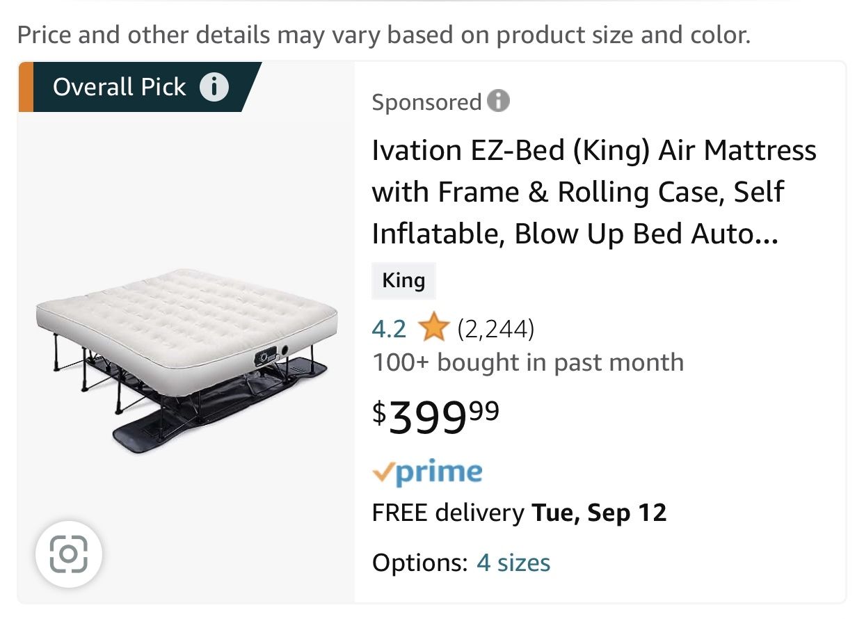 New King Sz Air Mattress $200 Firm