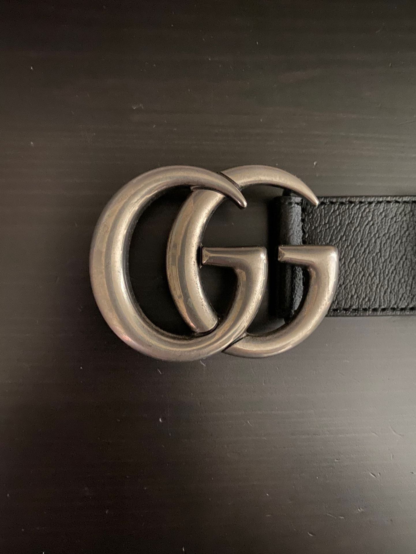 REAL Silver & Black Marmont Leather Gucci Belt