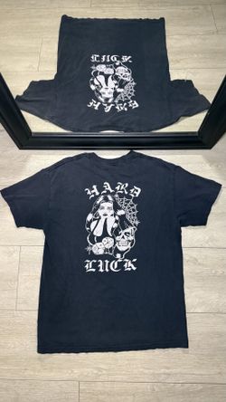 Y2K 2000s Hard Luck Pin Up Girl Skeleton Spiderweb Tattoo Shirt