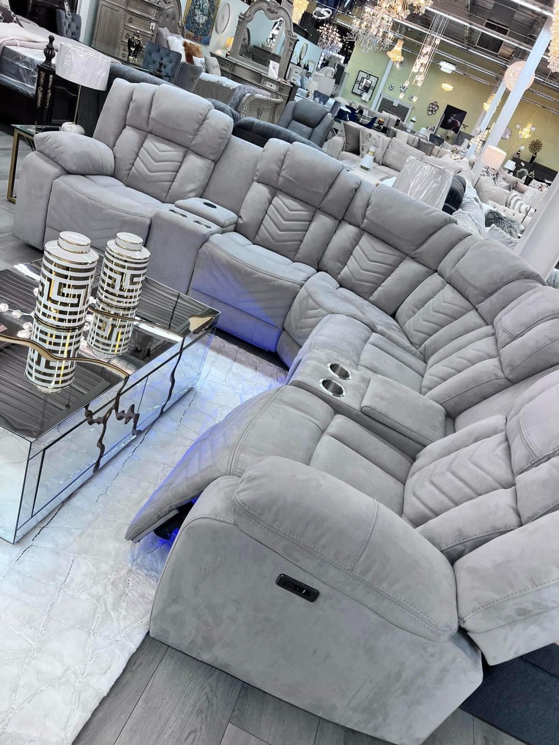 Power Reclining Sectional Available For Fast Delivery