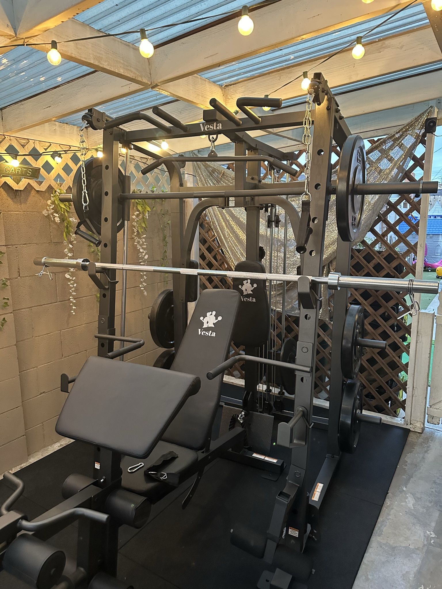 Smith Machine SM1001/FID Adj Bench/Gym Equipment/Fitness/Squat Rack/‼️⭕️WEIGHTS AND OLYMPIC BARBELL SOLD INDIVIDUALLY ⭕️‼️FREE DELIVERY🚚