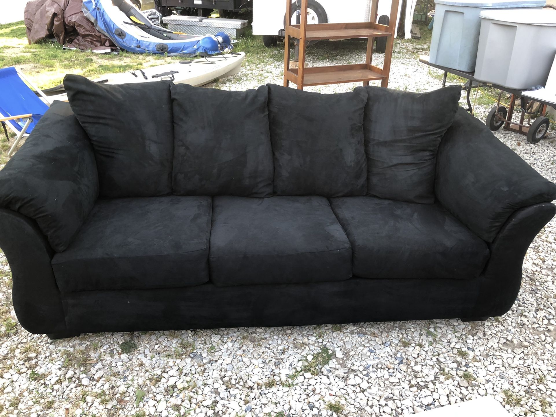3 Seater Couch Sofa Large Black Fabric