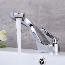 Creative Single Handle 1-Hole Bathroom Sink Faucet Solid Brass Chrome/Chrome&White/Brushed Nickel