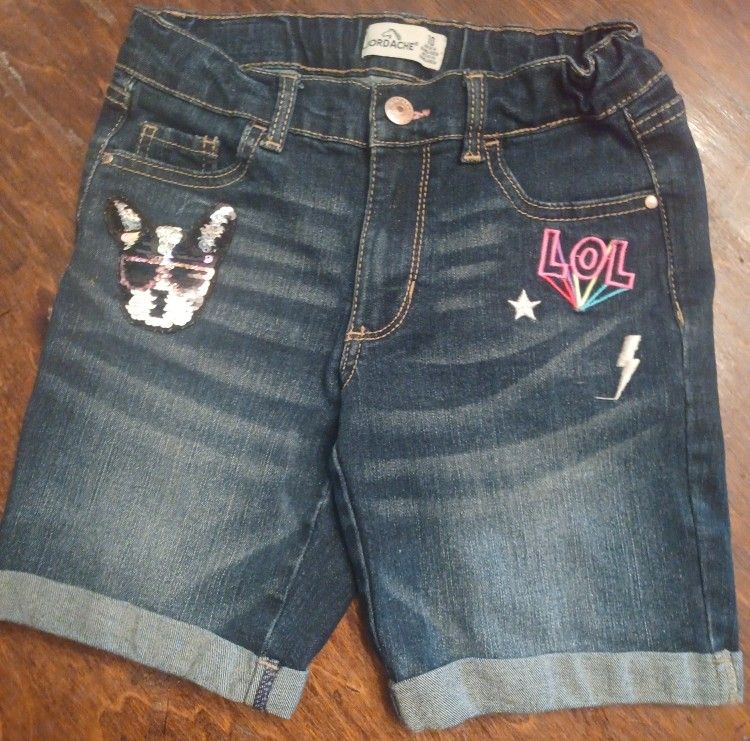 Jordache Denim Blue Jean Shorts With Embroidering Size 8