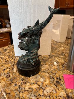 Vintage DONJO Dolphin Sculpture - Copper & Verdigris Finish (Signed