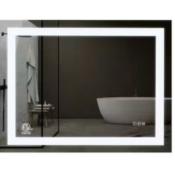 KINWELL 40 in. W x 32 in. H Rectangular Frameless Anti-Fog LED Light Wall Bathroom Vanity Mirror in Tempered Glass