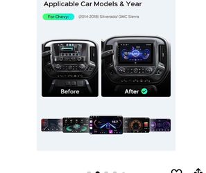 10.2'' Car Radio Stereo for Chevy Silverado 2014 2015 2016 2017 2018 GMC Sierra 2+64G Replacement Upgrade 5G WiFi Wireless Carplay/Android Auto/GPS/Bl