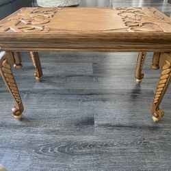 Coffee Table. One of kind.  Custom Hand Made  Solid Wood. Scandinavian design and accents, imported from Latvia. Dimensions: L- 31”, W- 19”, H- 19”