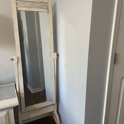 Vintage Distressed Wood Floor Mirror - Standing Full Mirror 