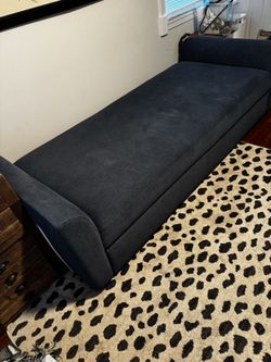 West Elm Daybed In Navy Canvas With A Pull