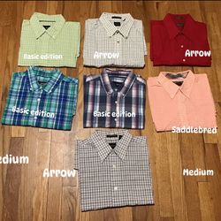 7 Men’s Shirts Short Sleeve Size Medium Execellet Condition All For$35