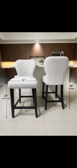 Set of 2 Upholstered Counter Stools
