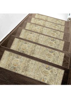 New box- 8"x30" Non Slip Stair Treads for Wooden Steps 15 Pack, Olive Brown