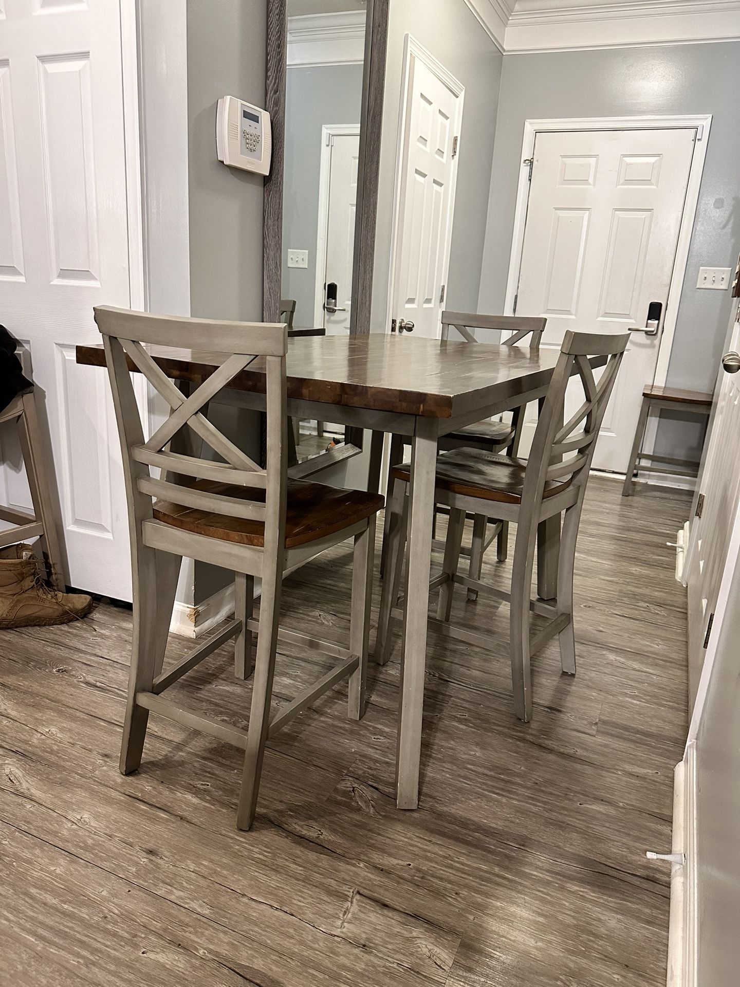 Ashley Rustic Wooden Dining Table Set For 4