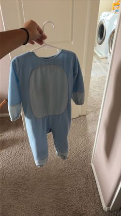 Baby Blue Footed Romper with Belly Patch