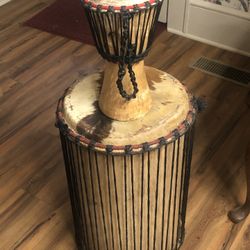 Drums ,Djembe,ceremonial drum ( both Of These Are Handmade ) also Set Of Bongos