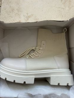 Beige Combat Boots Size 39