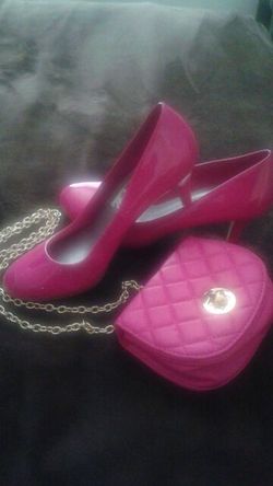 Shoes and purse hot pink
