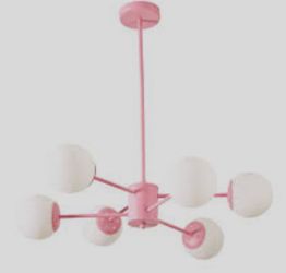 Mid-Century Modern Pink 6-Light Globe Chandelier - Vintage Rose