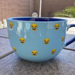 Blue Laughing Out Loud Crying Emoji Emoticon Coffee Cup Mug Smiley Face Novelty Funny Gift 