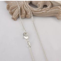 20" 1mm Box Chain Silver Stamped Unisex Jewelry 