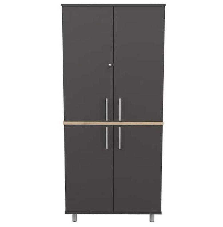 Garage Storage Freestanding Cabinet In Dark Gray /Maple