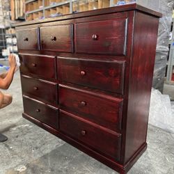 Solid Wood Cherry Nine Drawer Dresser