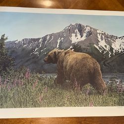 Charles Gause Lithograph Signed Numbered - Grizzly Bear 22x23
