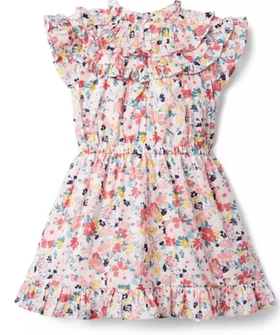Janie and Jack Floral Ruffle Trim Dress