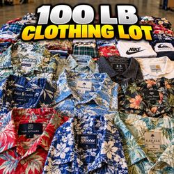 MENS SHIRT LOT 100 LB SMALL-3XL GRAPHIC TEES HAWAIIAN BUTTON-DOWNS BULK RESALE