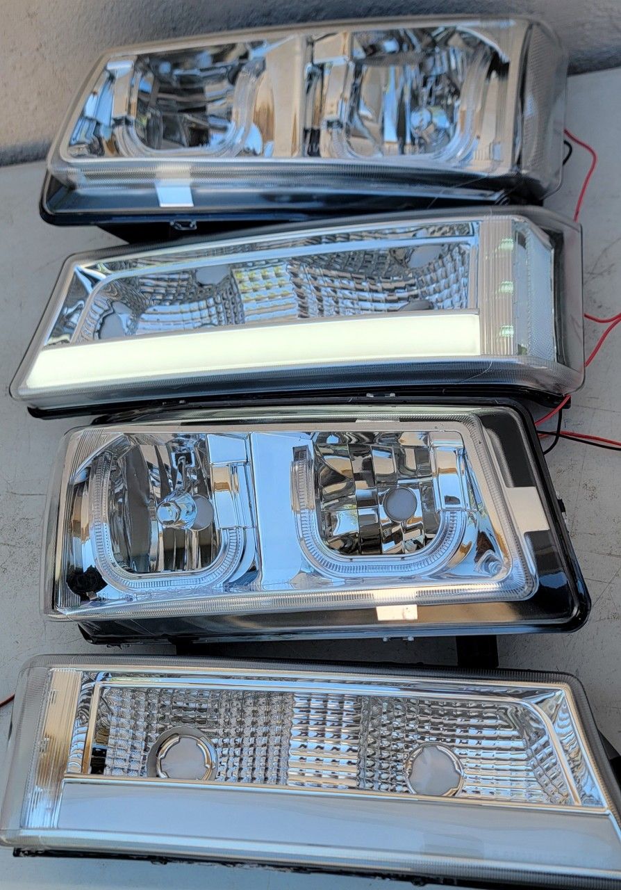 03-06 Chevrolet Silverado Avalanche LED DRL Headlights Luces Focos Micas Faros Faroles Chevy