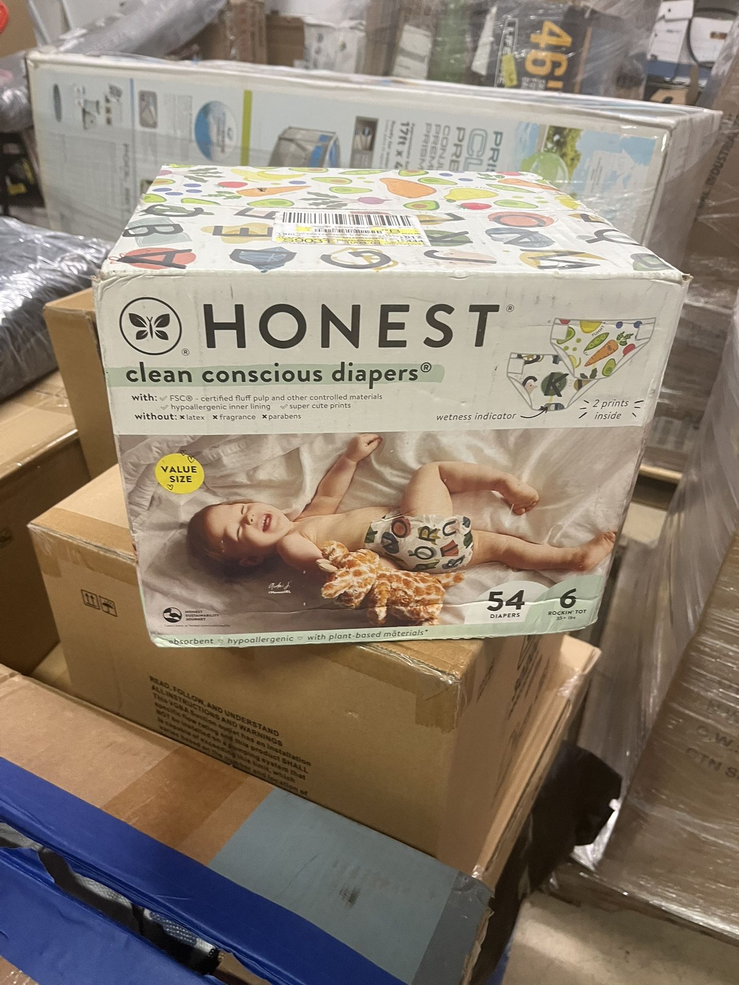 BRAND NEW - 54 Count - Honest Clean Conscious Baby Diapers - Size 6