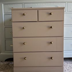 camel beige petite 5 drawer dresser