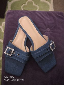Cute Blue Denim Summer Slides