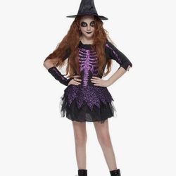 Girls Witch Skeleton Halloween Costume 