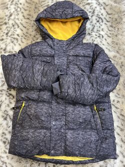 Boys Warm Winter Snow Jacket Gray Yellow Sz S 6-7