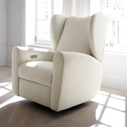 Crate & Barrell Seesaw Cream Electronic Swivel Glider Power Recliner Nursery Chair