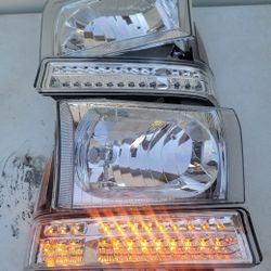 99-04 Ford F250-F550 00-04 Excursion LED Headlights Luces Micas Calaveras Faros Faroles Focos