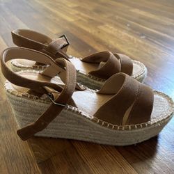 Soludos Como Leather Wedge Platform Espadrille Sandals