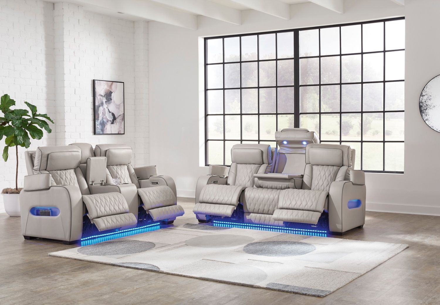 ๐๏ธ Power Reclining Leather Sofa & Loveseat Set w/ USB โ Brand New!