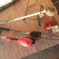 M18 FUEL Milwaukee Chainsaw & Weed Eater Combo With 18v Battery & Charger $350 Woo