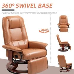 Manual Recliner, Adjustable Swivel Lounge Chair with Footrest