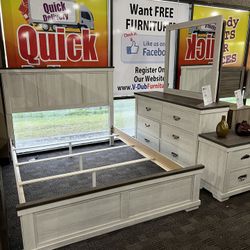 White And Brown Queen Bedroom Set 