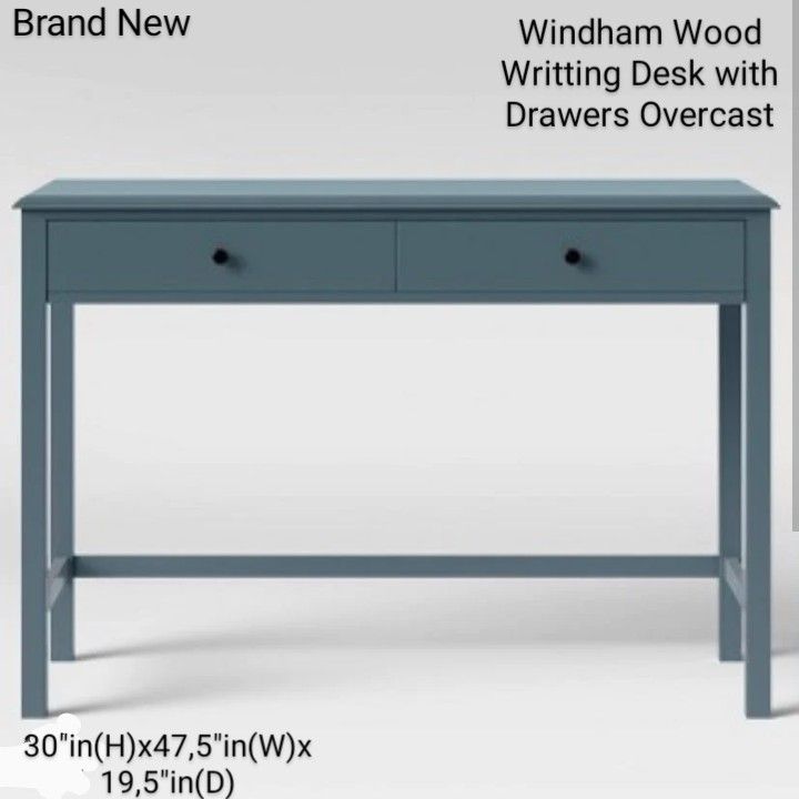 Brand New Wyndham Wood Writting Desk With Drawers Overcast