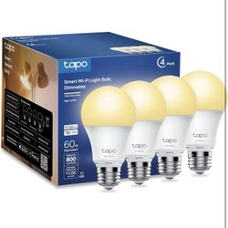 Tapo TP-Link Smart Light Bulbs, 800 Lumens (60W Equivalent), 2700K Soft Warm White LED Bulb, Dimmable, Compatible with Alexa and Google Home, No Hub R