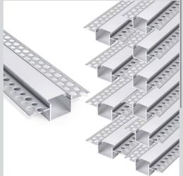 hunhun 10-Pack 6.6ft/2Meter Drywall LED Aluminum Channel System with Milky Cover, End Caps and Mounting Clips, Aluminum Profile for LED Strip Light In