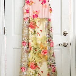 Pretty L.A. VINTAGE Spring Floral Sleeveless Maxi Dress Size 10