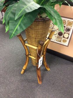 Rattan plant holder with plant